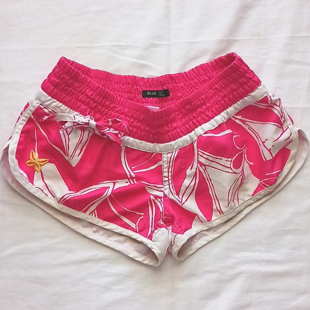 Tropical hot pink beach shorts